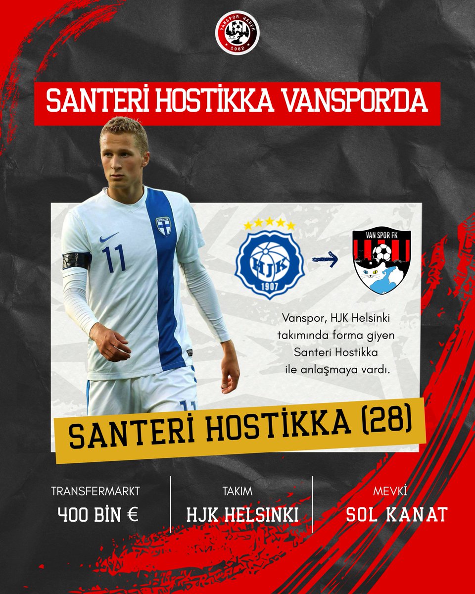 vansporhaber's tweet photo. Santeri Hostikka Vanspor’da!

Vanspor, HJK Helsinki takımında forma giyen Santeri Hostikka ile anlaşmaya vardı. https://t.co/N8BWgU9MN8