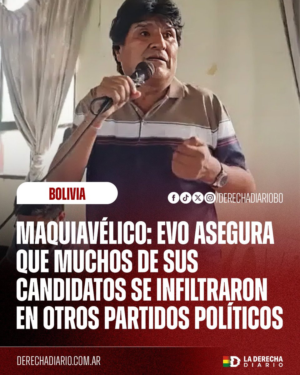 🚨🇧🇴 | EVO ADMITE PLAN DE INFILTRACIÓN POLÍTICA: El pedófilo Evo Morales reveló que varios de sus candidatos se infiltraron deliberadamente en otras organizaciones políticas para participar en las elecciones subnacionales, ante la imposibilidad de contar con una sigla propia.
