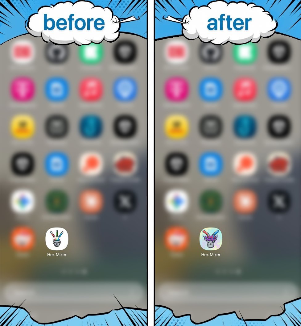 potato_log's tweet photo. New icon for Hex Mixer. WDYT? https://t.co/lFUMaKPgLU
