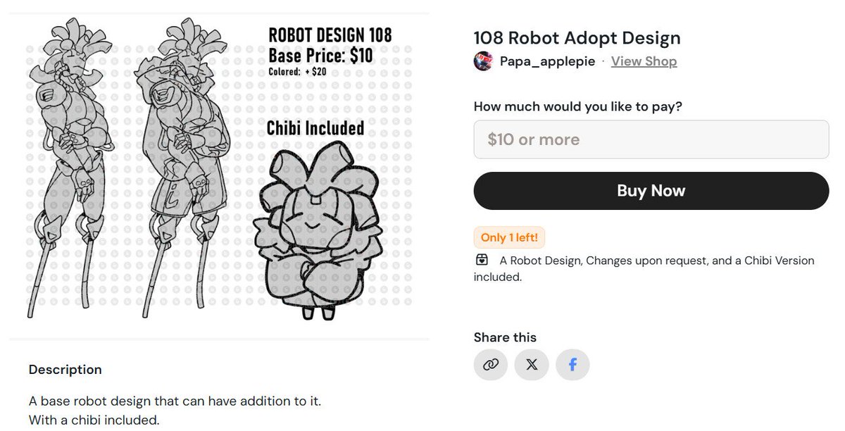 Also Bot Design 108, Noodle Bot
Has dropped from 60$ to 30$ since 
they've been ownerless for a year now.