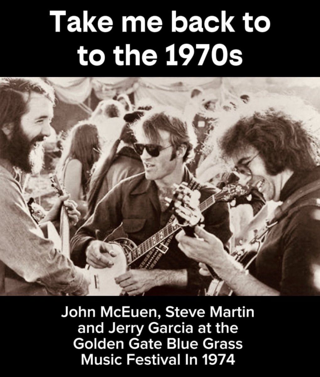 Take me back to the 1970s.

Steve Martin didn’t show up as a joke — he showed up as a serious banjo player.

Trading licks with Jerry Garcia and John McEuen at the Golden Gate Bluegrass Festival in Marin County, April 1974.

No punchlines.
Just bluegrass.

#SteveMartin