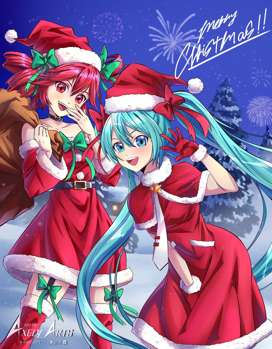merry christmas!!
#hatsunemiku and #tetokasane #christmas theme (fanart)