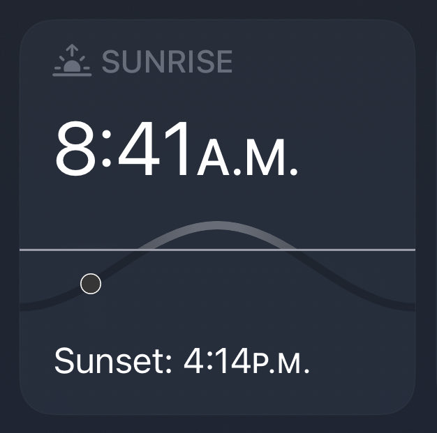 the good thing about this is that I don’t to have to worry about being wake at 5am and seeing the sun come up

I should go to sleep soon tho