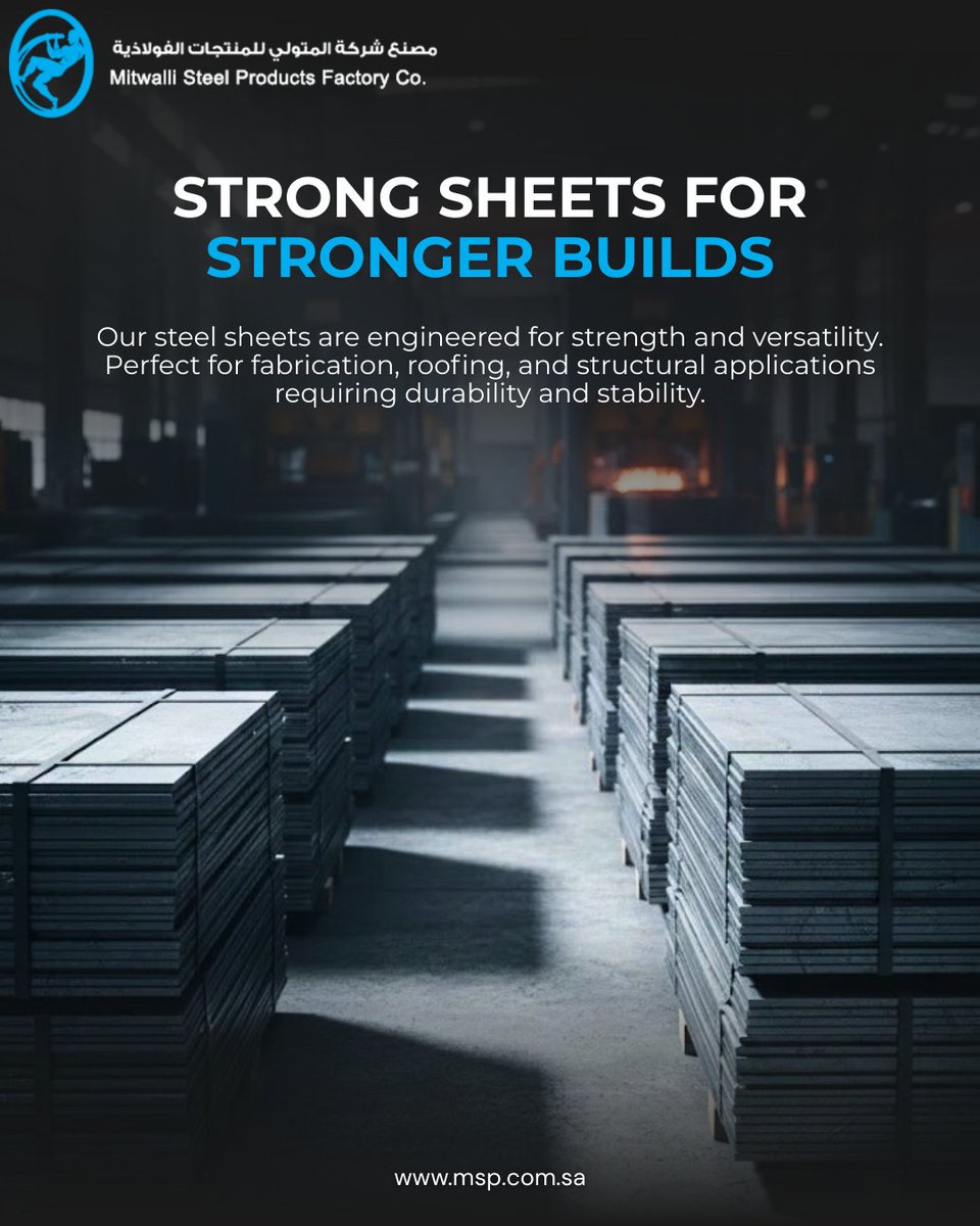 MitwalliSteel's tweet image. Strong Sheets for Stronger Builds 🔩
Engineered for durability and versatility, our steel sheets deliver reliable performance in fabrication, roofing, and structural applications — built to support projects that demand strength. 🇸🇦

#SteelSheets #SteelManufacturing #SteelSupplier