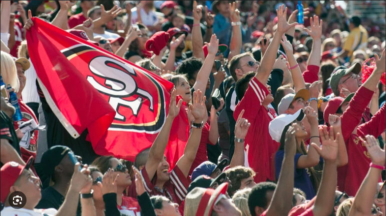 arlet25e's tweet photo. Tailgates lit, signs up, hearts racing. 49ers Nation dreaming huge ahead of this primetime showdown. One game closer to glory!  . More >> https://t.co/SPFMV4hwgM

#GoNiners #49ersFans #SNFHype #RedAndGold https://t.co/jS9KIouI9f