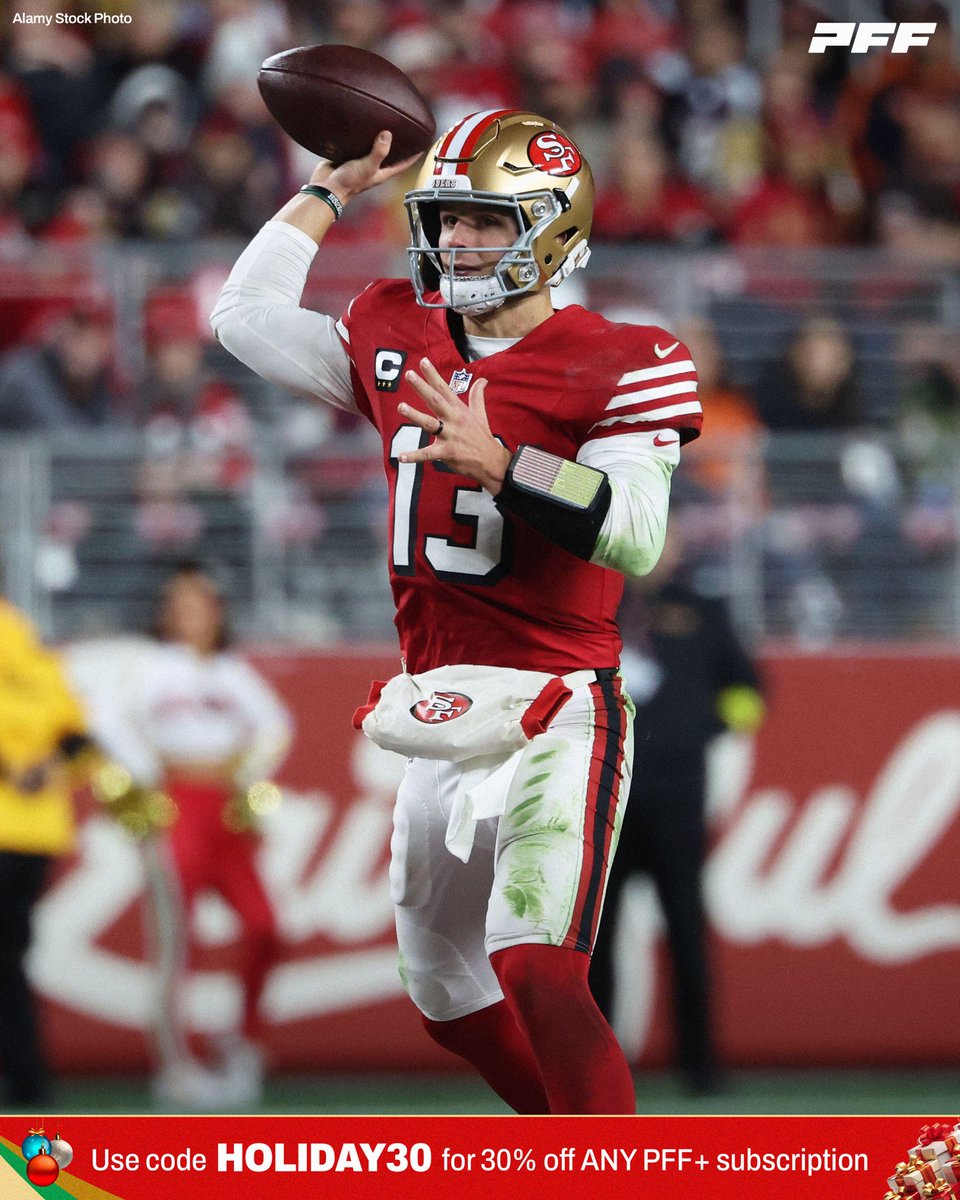 Brock Purdy the last 3 weeks:

🤯 83.5% adjusted completion rate
🤯 976 total yards
🤯 13 total touchdowns
🤯 131.5 passer rating