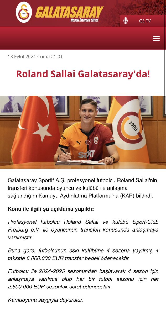 🚨SKANDAL! 

Galatasaray Mer*tKing ile yaptığı sözleşmeden 3 gün sonra transferde limit artışı sağlayıp 13.09.2024 tarihinde Roland Sallai transferini gerçekleştirdi! Sallai yasadışı bahis firmalı formasıyla poz verdi.