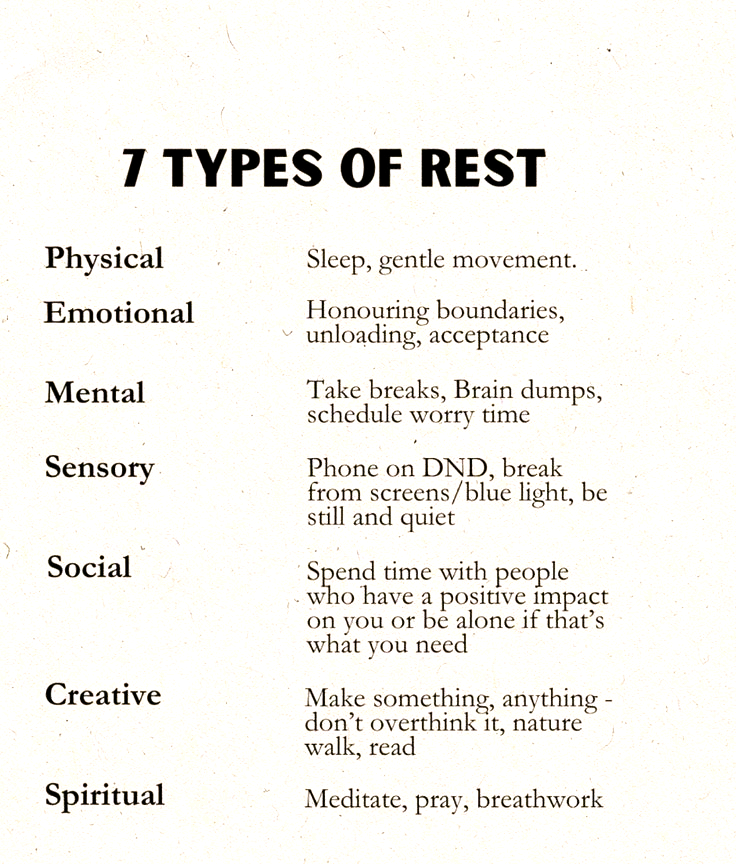 7 types of rest: