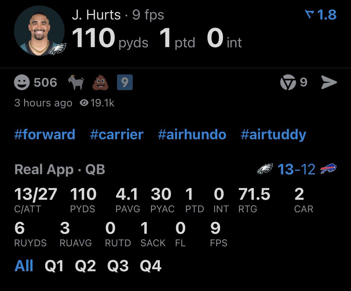 joelvmoran's tweet image. “Every QB is better than Jalen Hurts until it’s time to be better than Jalen Hurts”

Last 5 eagles drives:
- Punt
- Punt
- Punt
- Punt
- Punt

But the Eagles won! So Hurts is ‘better’