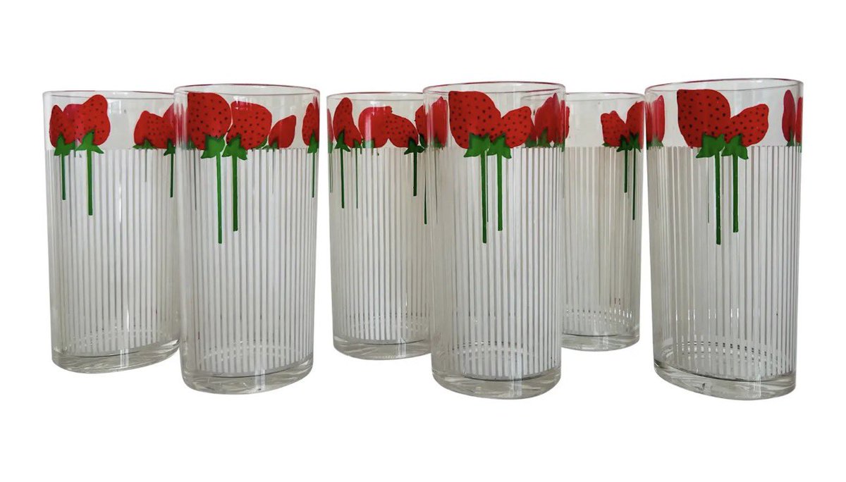 Goodbye 1980s Strawberry Themed Glassware Set, Hello <a href="/chairishco/">Chairish</a> sale💰Shop more here: bit.ly/shopTWT