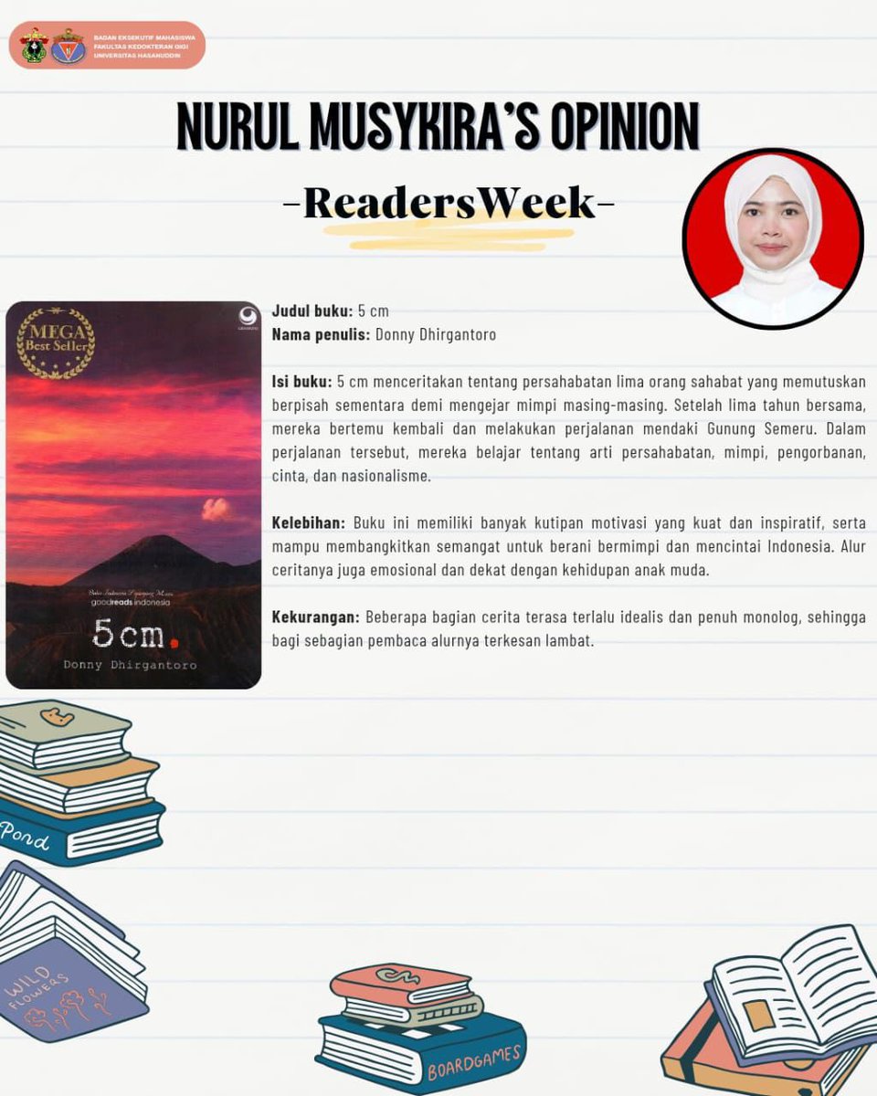 Haloo Keluarga Mahasiswa FKG Unhas 👋🏻👋🏻
Kami dari TW Dental Library akan mengadakan Readers Week. Readers Week adalah salah satu bentuk kegiatan untuk mengumpulkan pembaca dari KM FKG UH dalam satu waktu untuk membahas buku yang dipinjam sesuai di bulan tersebut.