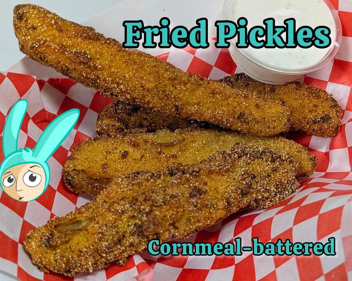 🚨 For a limited time only 🚨 Made by hand right here because we love crunchy cornmeal 🥒 Choose any dipping sauce to go with 'em for $9.95 🥒 All #vegan always 🌱
Open LATE 🖤 
Doomies.com has links to order, or just come by! 

#veganfastfood #veganfriedpickles