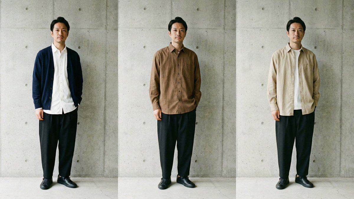 KurOObuchi_M's tweet photo. 服の色合わせに悩む、40代男性におすすめを3つご紹介。

1️⃣白・青・黒→爽やかな印象
2️⃣白・茶・黒→大人っぽい印象
3️⃣白・ベージュ・黒→「こなれ感」が出る

茶色は組み合わせによって「オジサン臭く」もなるので注意。
モノトーンコーデの白をベージュに変えると、こなれ感が出ますよ😊 https://t.co/jLx2V4jL7t