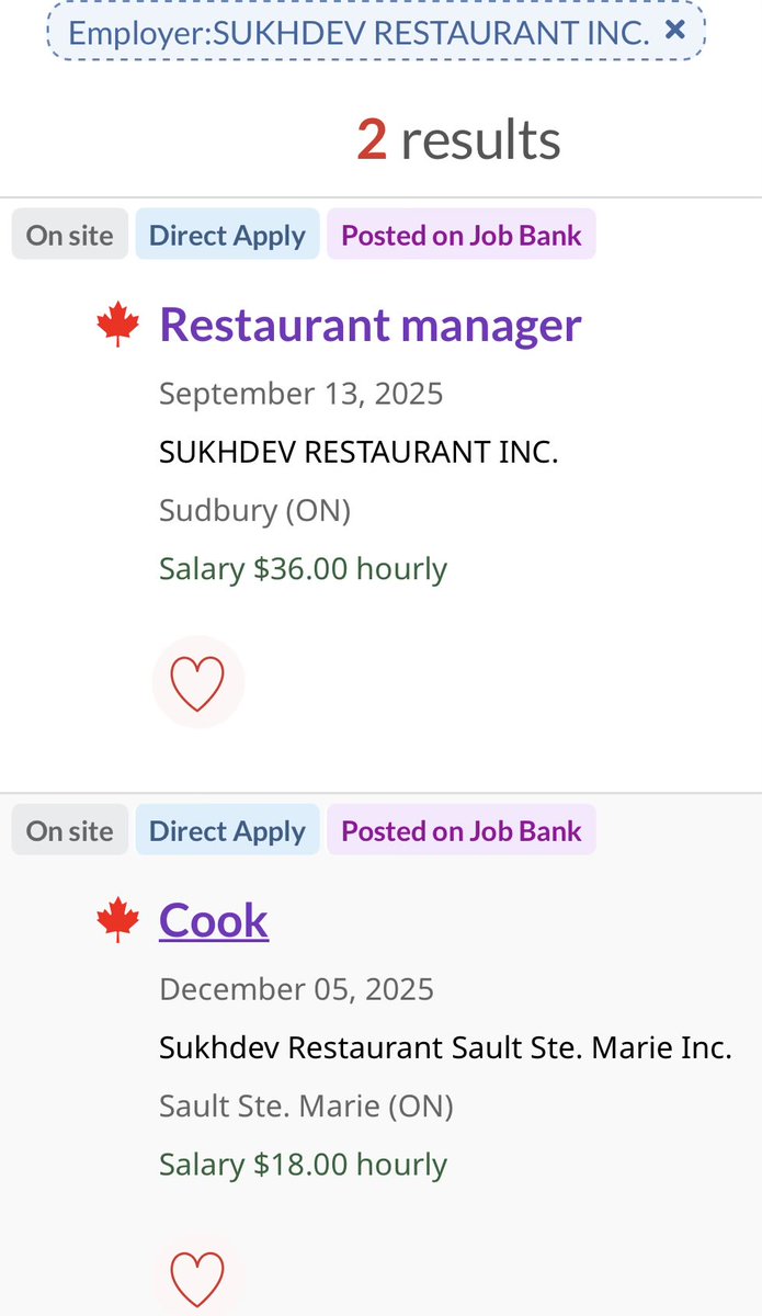 A business in Sudbury: “Sukhdev Snacks &amp; Sweets” (part of Sukhdev Restaurant Inc.) was on CTV News for donating free meals. 
But guess what… they’re big on LMIA fraud! They got 7 positions approved in 2024-25 and are advertising 2 more on the Job Bank site now.