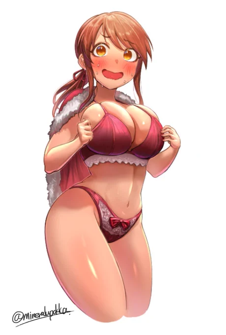 昨日投稿したクリスマスイラスト、オブジェで見えなくなっちゃってますが由愛ちゃんと美優さんも一応下半身もある程度描いてました #デレマス #アイマス #ナターリア #成宮由愛 #三船美優