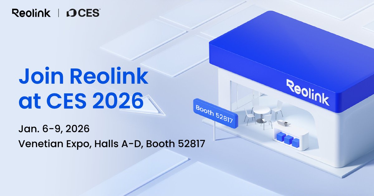 ReolinkTech's tweet image. Stop by Reolink at CES 2026!
🗓 January 6–9, 2026
📍 Venetian Expo, Halls A–D, Booth 52817
Schedule Your Visit: bit.ly/CES2026-X
#Reolink #SecurityCamera #HomeSecurity #CES2026