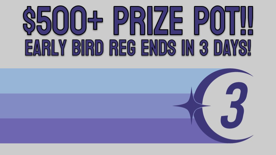 ☀️Some amazing news regarding Equinox 3!🌑

EQUINOX 3 NOW HAS A PRIZE POOL BONUS OF OVER $500 due to an AMAZING donation from a community member! 

<a href="/BlueJay_NE/">BlueJay</a> will also be adding a prize pool bonus DOUBLE that of the number of entrants when registration ends!