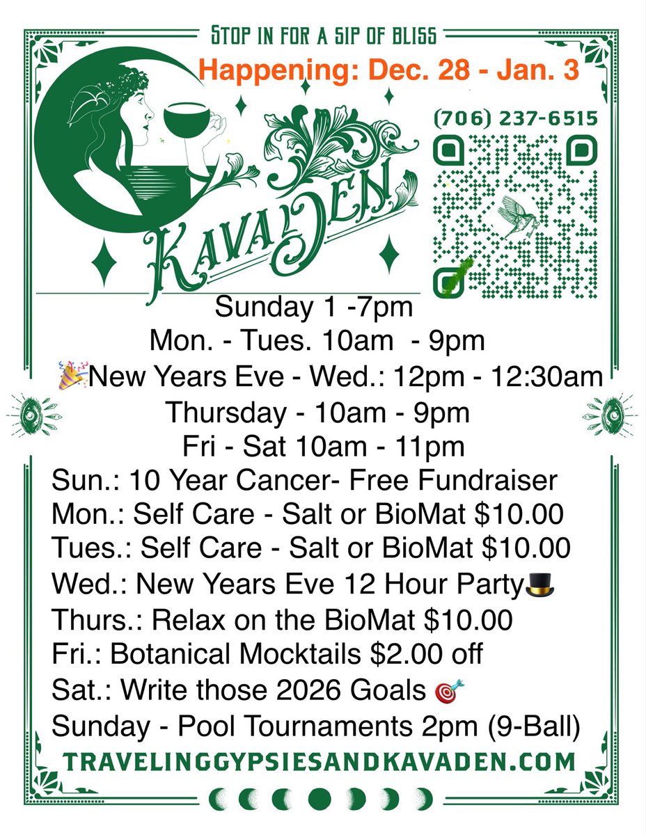 Happening this week:

➡️OPENING at 12pm on New Years Eve! 

✨🎩NEW YEARS EVE Party🎩✨