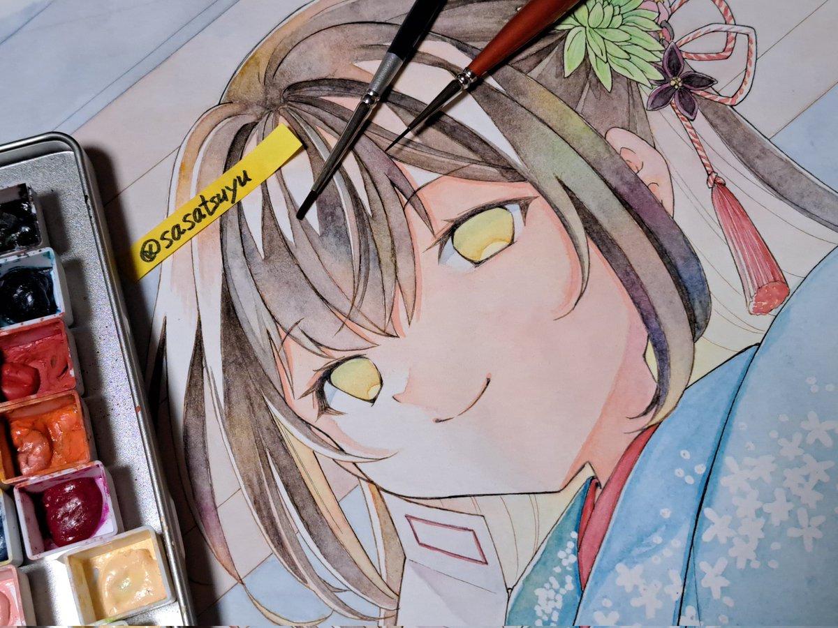 また気が変わりましてー😇 こちらともう1枚大色紙サイズ絵ですが、年賀