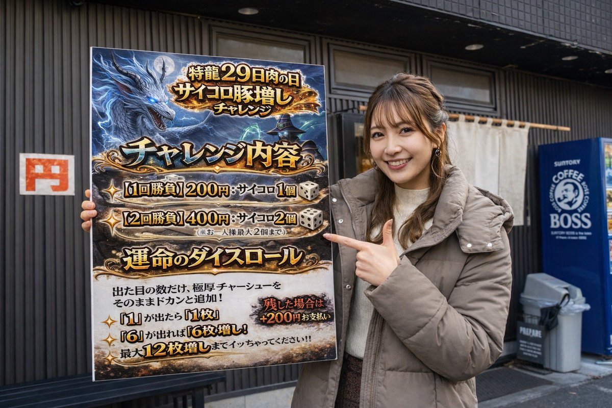 🔥特龍🔥 【最大12枚⁉️肉の聖戦】 🎲サイコロ豚増しチャレンジ開催 1