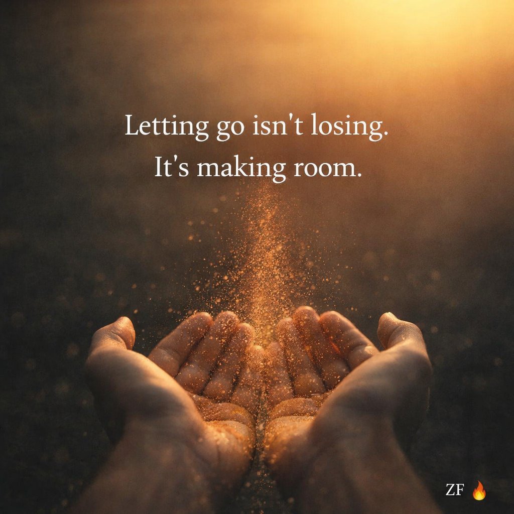 zachqfish's tweet photo. 🌿 The Power of Letting Go

Sometimes the hardest thing we do is loosen our grip. We cling to plans, people, identities, and timelines because they feel safe, even when they quietly drain us. Letting go isn’t giving up… it’s trusting yourself enough to stop forcing what no longer fits.

When you release what’s heavy, space opens. Not all at once, not magically, but honestly. Space for clarity. Space for peace. Space for the things that were trying to reach you while your hands were full.

I’ve learned that freedom doesn’t come from getting everything right. It comes from choosing yourself, again and again, even when the choice is uncomfortable.

Sometimes, letting go isn’t loss at all. It’s the beginning. 

ZF 🔥