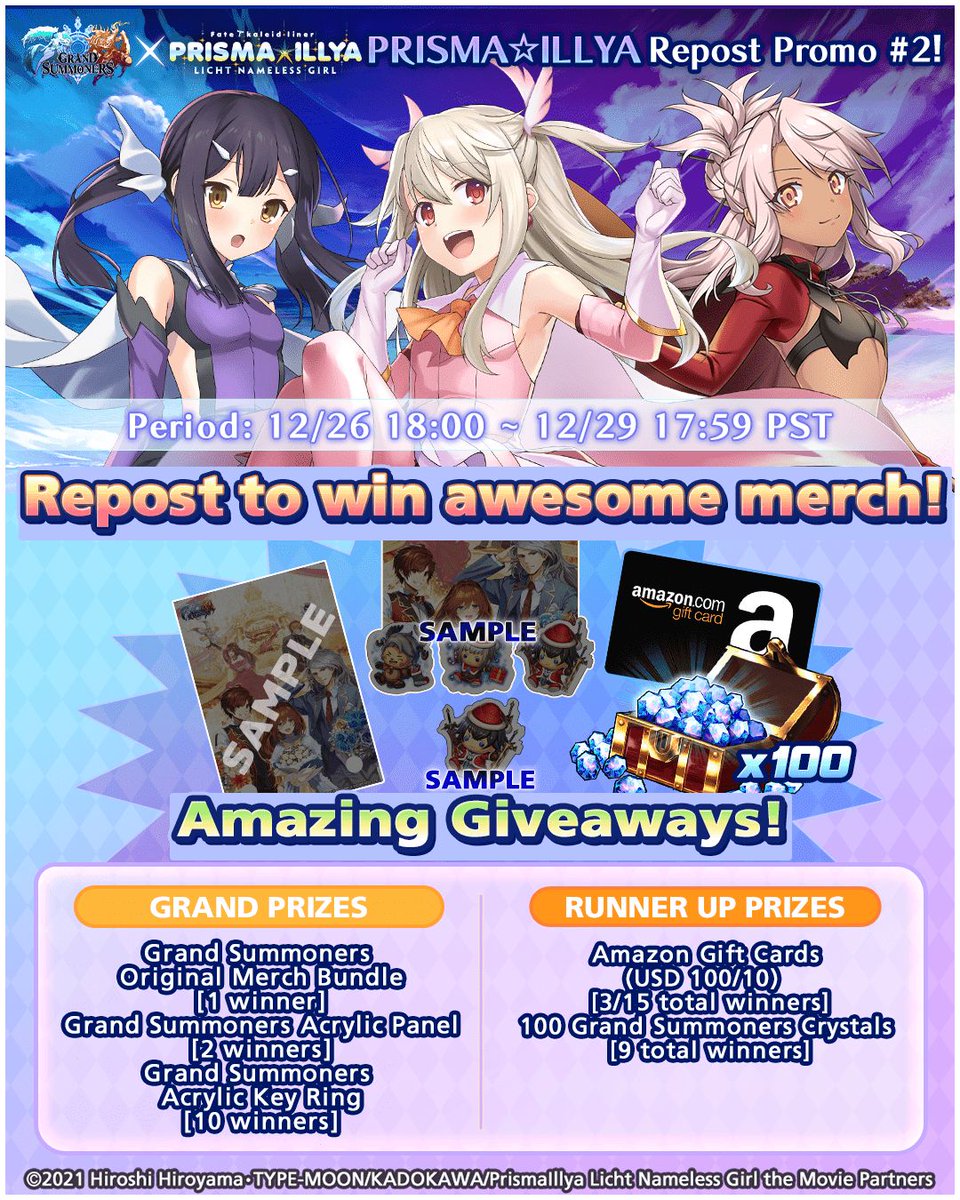 GRDSMN_GLOBAL's tweet image. A new giveaway is here to celebrate the PRISMA☆ILLYA Crossover! Enter for your chance at exclusive merch!✨

1. Follow @GRDSMN_GLOBAL
2. Repost this post

*Only winners will be notified via DM.

#Fate #PrismaIllya