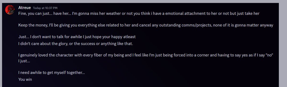Killerroxas1's tweet photo. @Snowy_Roads @yixi2452456 @KingAlanator @KemixNSFW So if that's true then this, in which you both agreed to returning ownership of Bestia to Jay and you waived your legal right to restitution by REFUSING a refund for services rendered, is a legal document. 

You regretting it later is irrelevant to the agreement. https://t.co/WnPlFdVYMm
