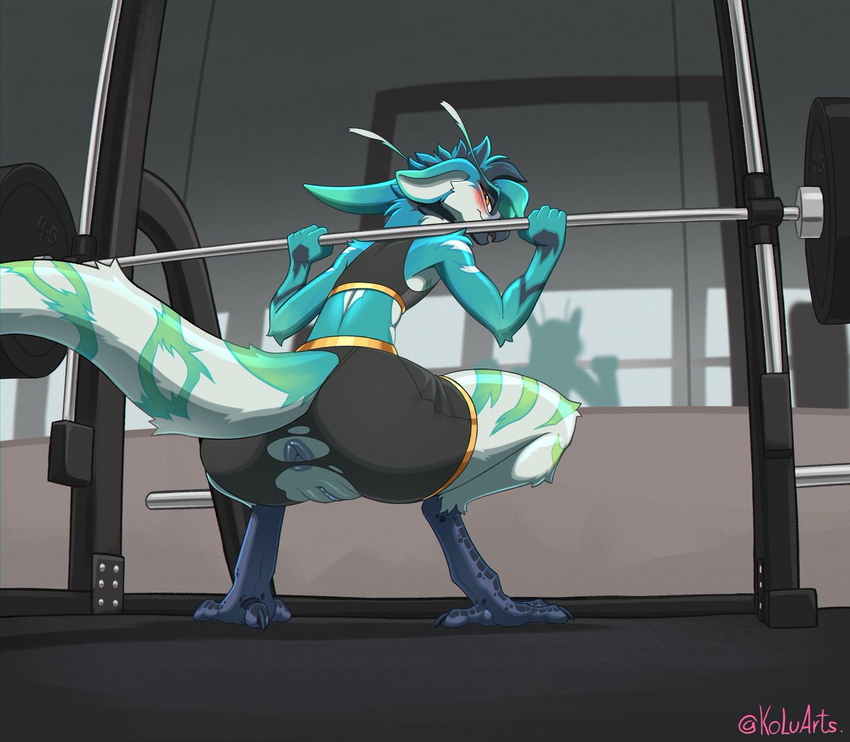 Mojito often loves to enjoy her time at the gym, tho at times when she decides to train a lil too much- some things can stretch too... those were also her fav shorts.... 
Art by Kolu