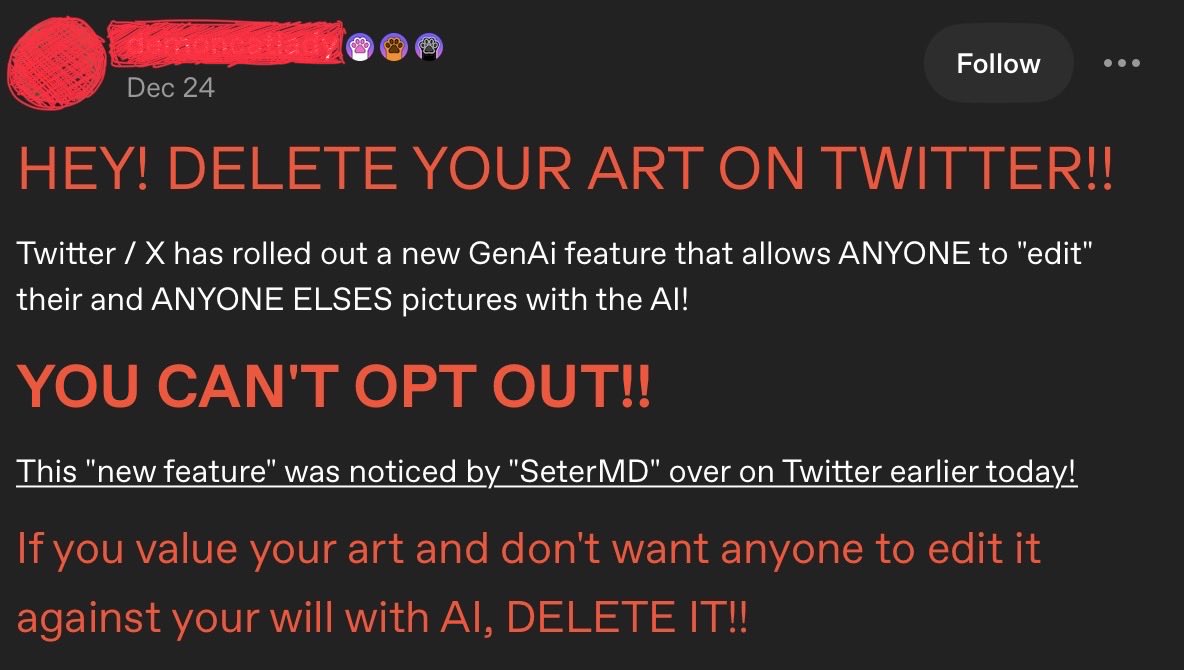 (Scribbled out their name for privacy)

I JS SAW TS POST ON TUMBLR
WHY
DOES FRICKIN TWT SUCK SO BAD BROOO OH MY GOSHHH I ALREADY WIPED MY TWT ACC ONCE IM TONNA HAVE TO DO IT AGAIN
JUST AS I STARTED TO REVAMP IT TOO BRO FRICK OFFFFF

BLUESKY HERE I COME