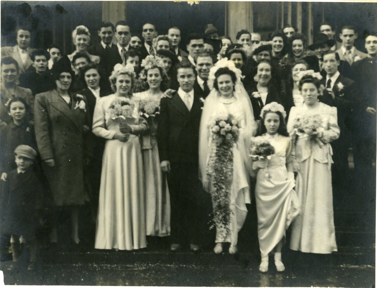 MemoryStudioUK's tweet image. A 1940s family wedding with my grandmother as a bridesmaid.  The photo had faded with time, but the joy and detail were still there, waiting to be restored.  Brought back to life with care at The Memory Studio.  #PhotoRestoration #FamilyHistory #TheMemoryStudio #RestoredWithCare