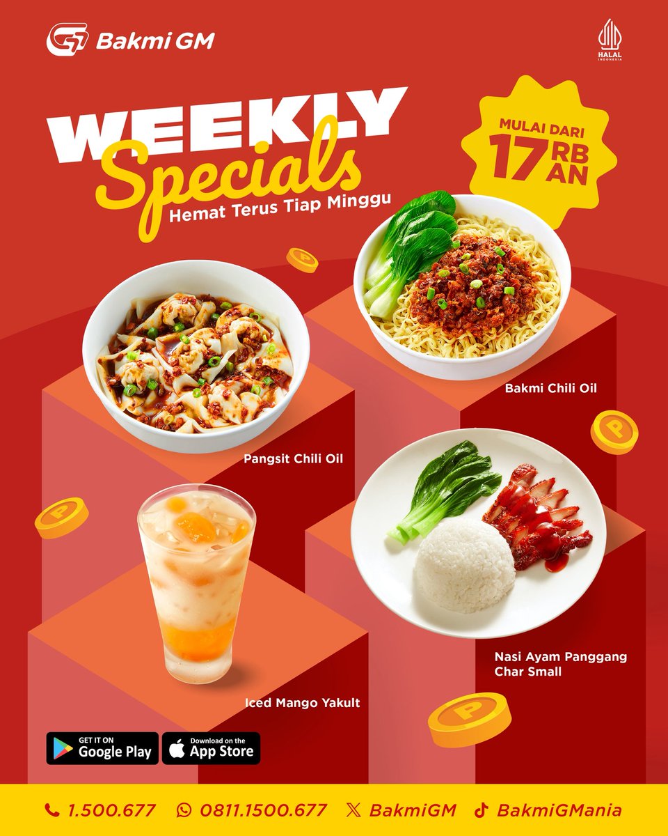 Cuma 17 ribuan aja, udah bisa makan puas!
Weekly Specials Bakmi GM khusus Member.
Jangan lupa cek aplikasi tiap Selasa dan klaim vouchermu 😉

Join member sekarang via link di bio!