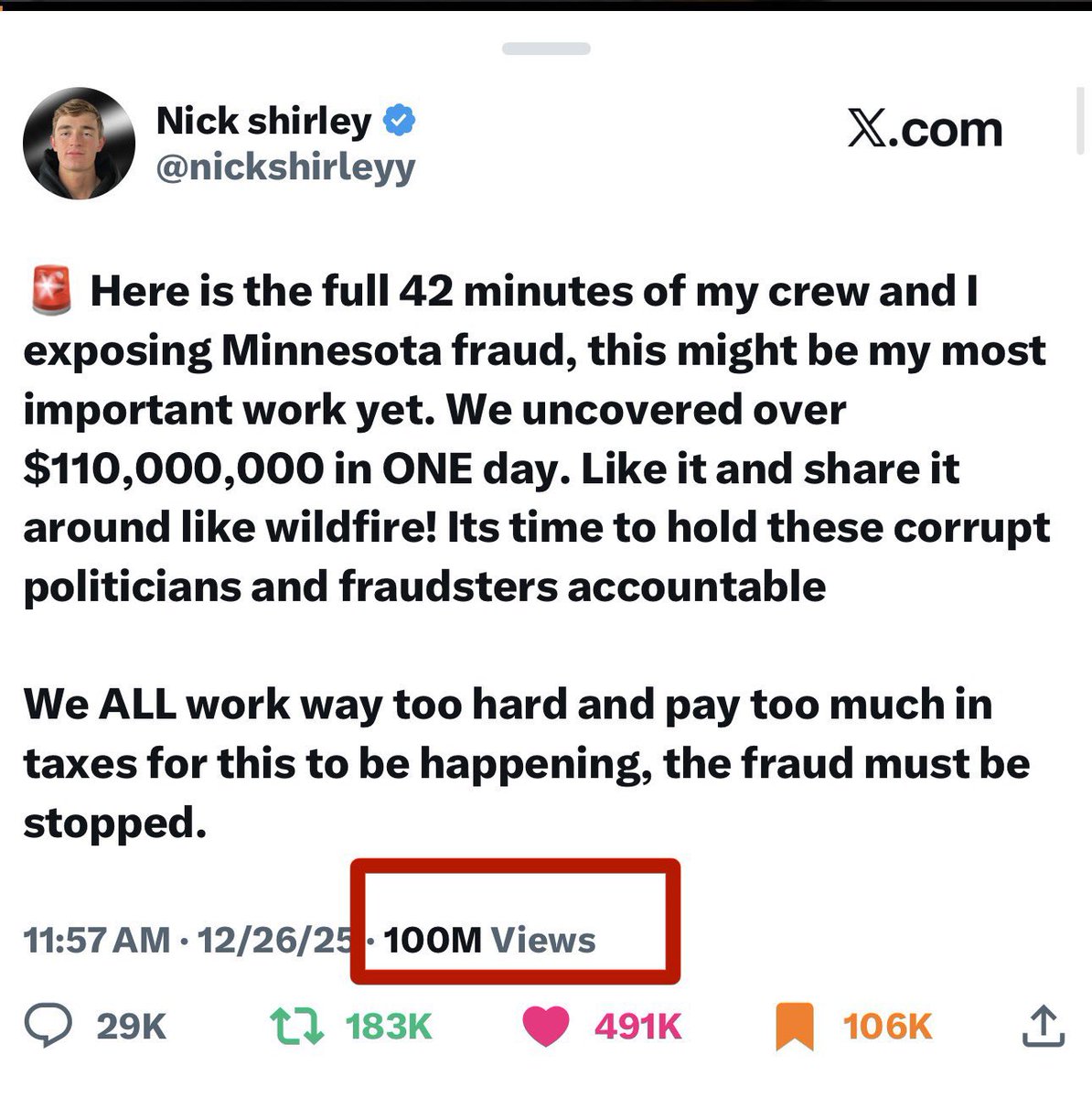 GuntherEagleman's tweet photo. 🚨 100M views! https://t.co/rWn0F3wbS0