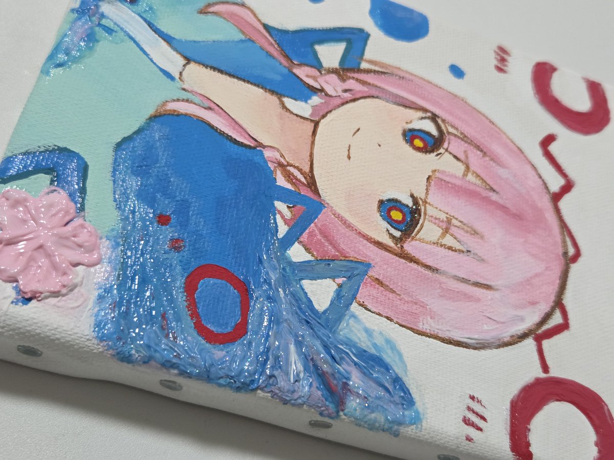 出来ました！キャンバスアートです🎨初めて手描きしました✨ 絵の具を