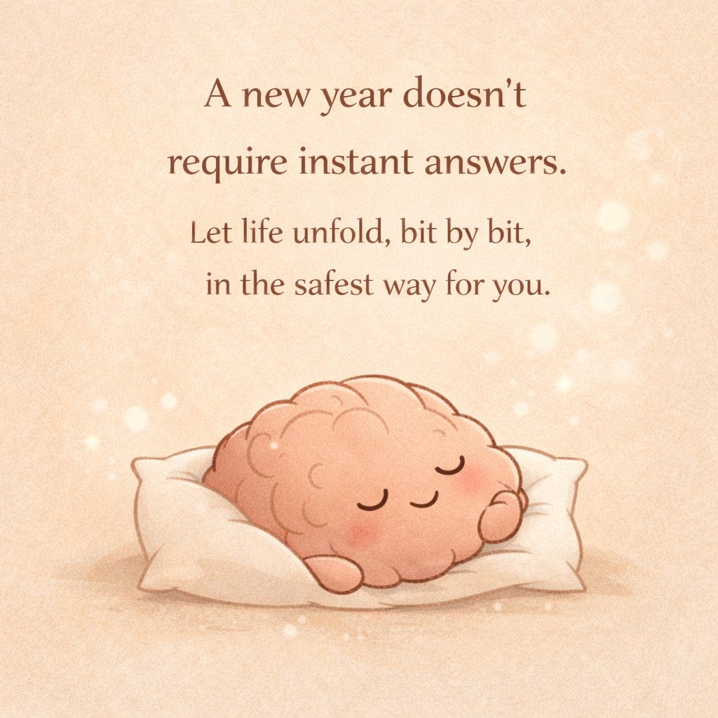 brainhugstudio's tweet photo. A gentle reminder as the year begins… You don’t need all the answers right away. Life isn’t meant to be rushed — it’s meant to unfold softly, safely, and in your own time. 🤍 Take it slow. You’re doing just fine. #mentalhealth #brainhugstudio #brainhealth https://t.co/dOEc9U8Srt
