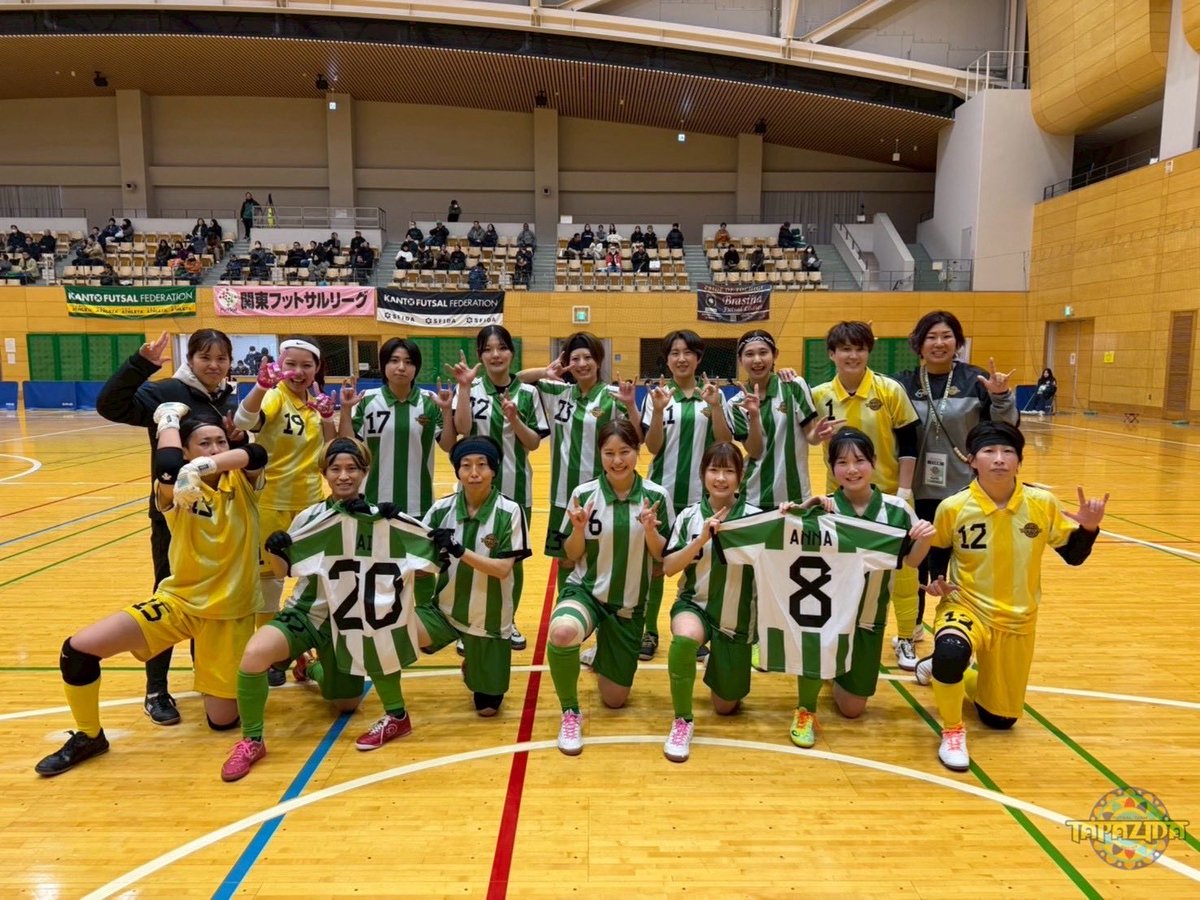 tapazida2012's tweet photo. 【結果報告】
🟢関東女子フットサルリーグ第13節
🆚 ブラジニア・フットサル・レディース
⭕️4-0
【得点者】
#5 さな×2  #23 さき　#9 ゆずか

無敗優勝をかけて挑んだ年内最後の最終節、無事勝ち切ることが出来ました👍
今年も応援ありがとうございました！2026年もタパをよろしくお願いします😊 https://t.co/SuN3HFL6ba