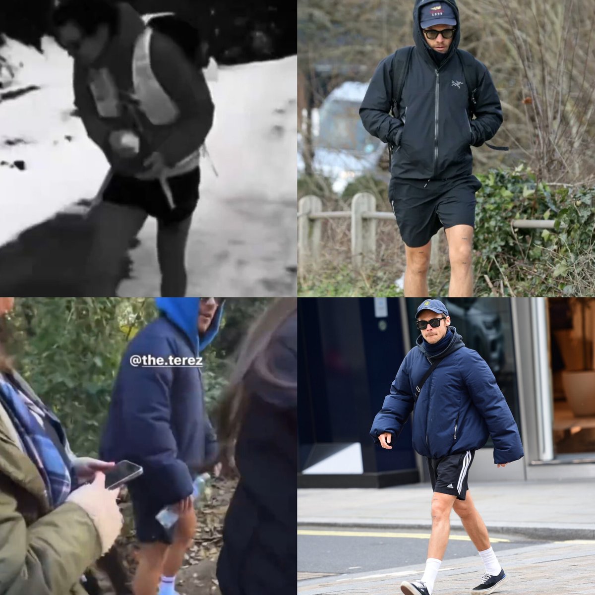 speaknow_louis's tweet image. una cosa acerca de harry es que no importa cuánto frío haga o cuantas chaquetas tenga que ponerse encima pero el puti short es algo que ni en la nieve va a soltar ☝️ porfavor