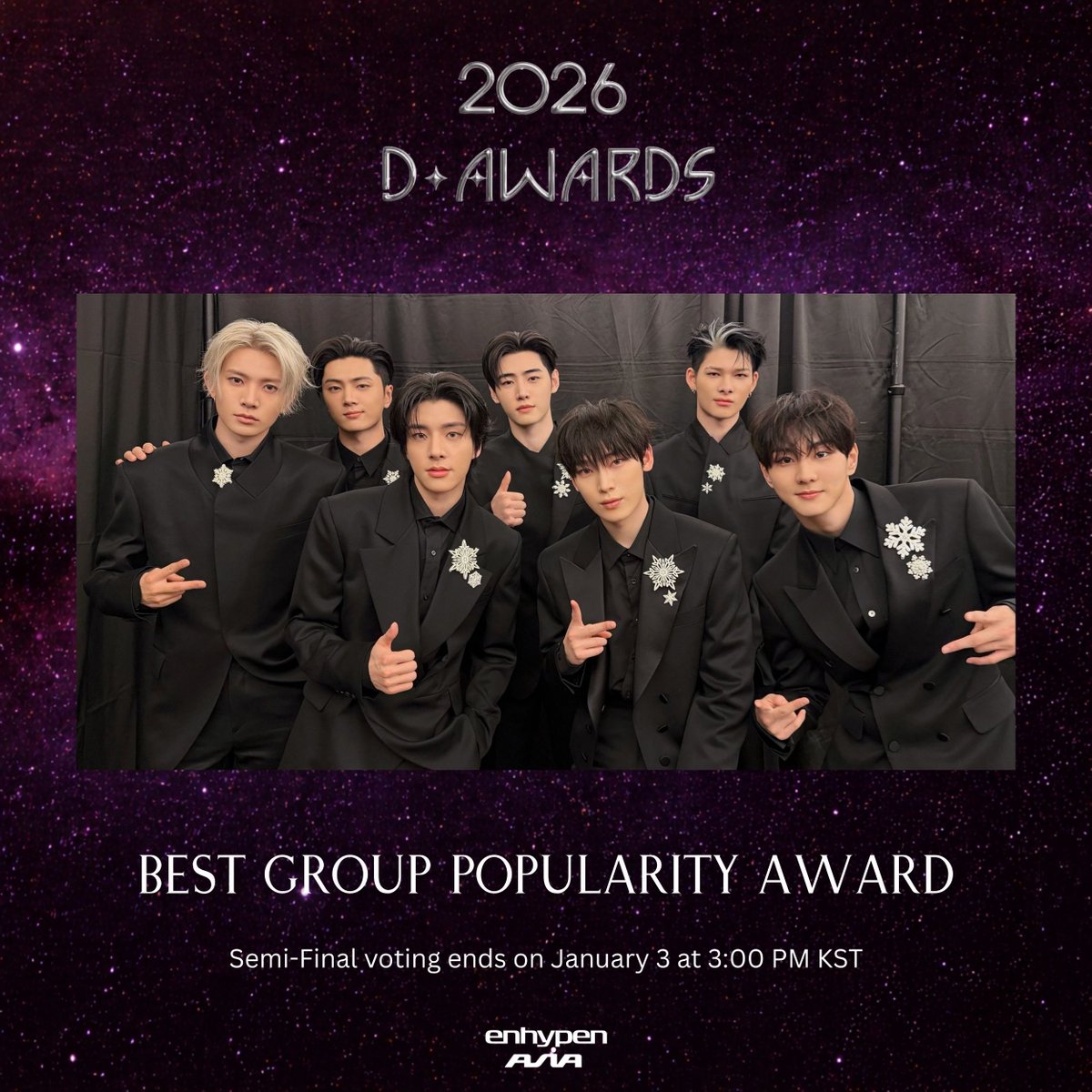 [D AWARDS | BGPA]

Voting is now open for the D AWARDS “Best Group Popularity Award” category. Our goal for the semi-final round is to stay within the Top 10.

Vote via the UPICK app:
• play.google.com/store/apps/det…
• apps.apple.com/ph/app/upick-g…

🗓 Semi-final voting ends on January 3,