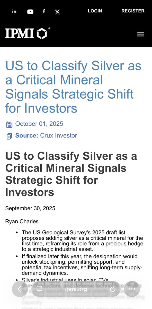 I didn’t know the US classified #silver as a critical mineral not that long ago.