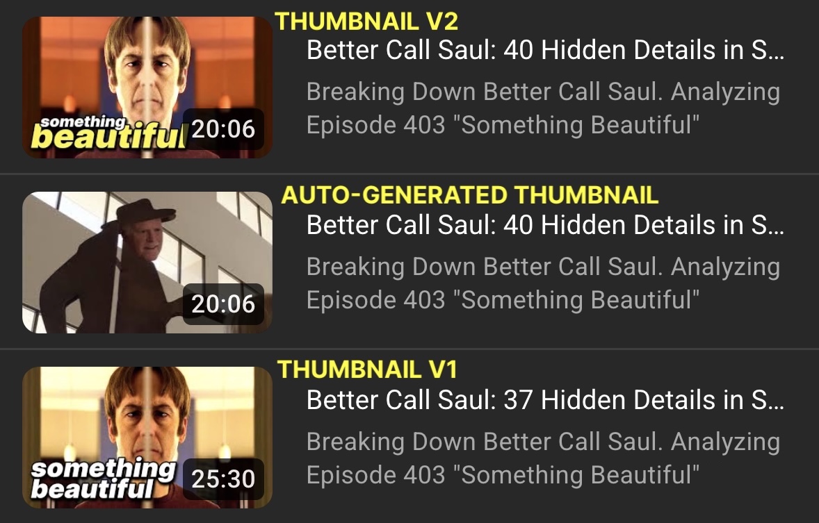 BetterWatchTV's tweet photo. I'm posting this to help respond to a YouTube comment, but while I'm sharing...

Did V2 of the thumbnail become something more beautiful or something less beautiful? https://t.co/v9XFYAzGai
