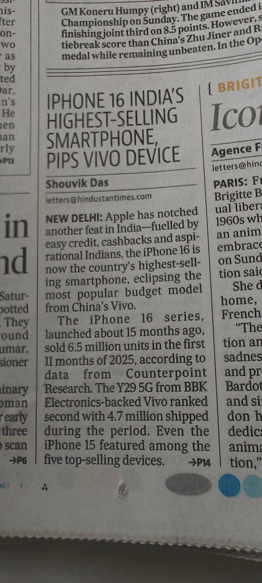WeekendInvestng's tweet photo. This is mind bending news!
😯 
On one hand we are lamenting about low per capita and unemployment and on another iphone 16 is the HIGHEST SELLING phone in India...!!

Same as a Mercedes E Class becoming the largest selling passenger car....!!

India is not for beginners...surely!!