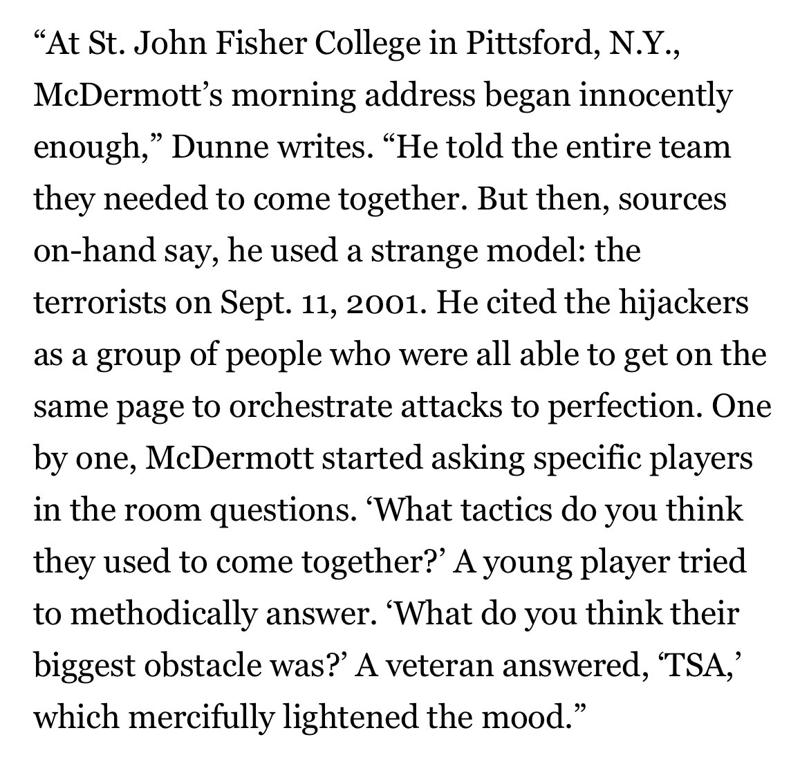 PanasonicDX4500's tweet image. we really don’t make enough of Sean McDermott going around the 2021 Bills locker room and asking each player what he thought they could learn from al-Qaeda.