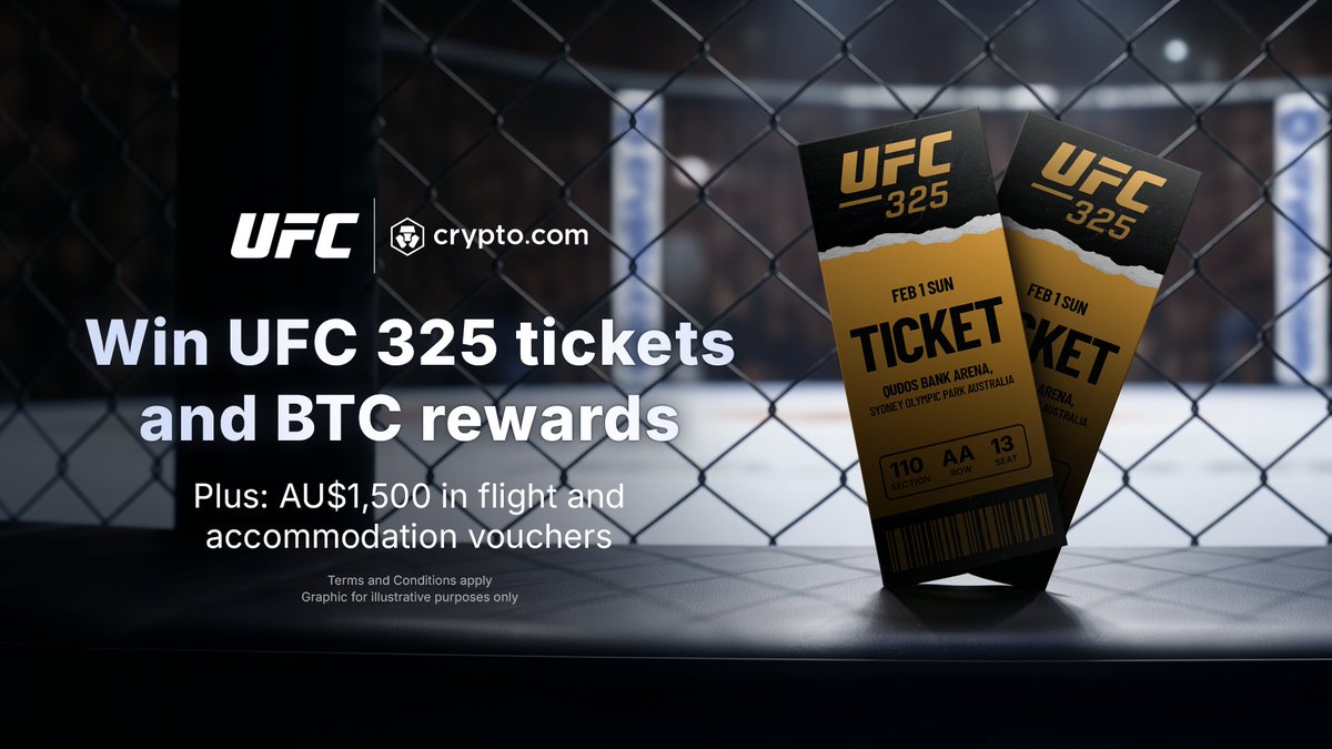 Calling all Australia UFC fans 🇦🇺 A single trade would get you the  ultimate UFC experience ✓ Buy AU$100 of $CRO to join 🏆 UFC 325 tickets,  AU$1,500 in travel vouchers, and