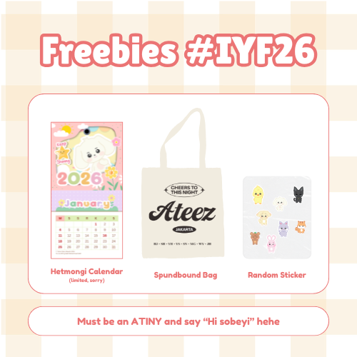 sourstobelly's tweet photo. 🌼 Freebies for #AteezinJakarta 🌼

🗓️Jan, 31st 2026
📍ICE BSD Hall 5-6

How to claim:
🍓Must be an Atiny
🍓Say "hi sobeyi" and ask nicely
🍓Kindly tag me if you get it

#ATEEZinJakarta #InYourFantasyinJKT #InYourFantasy #ATEEZ #IYF26 https://t.co/GGfKz6T1or