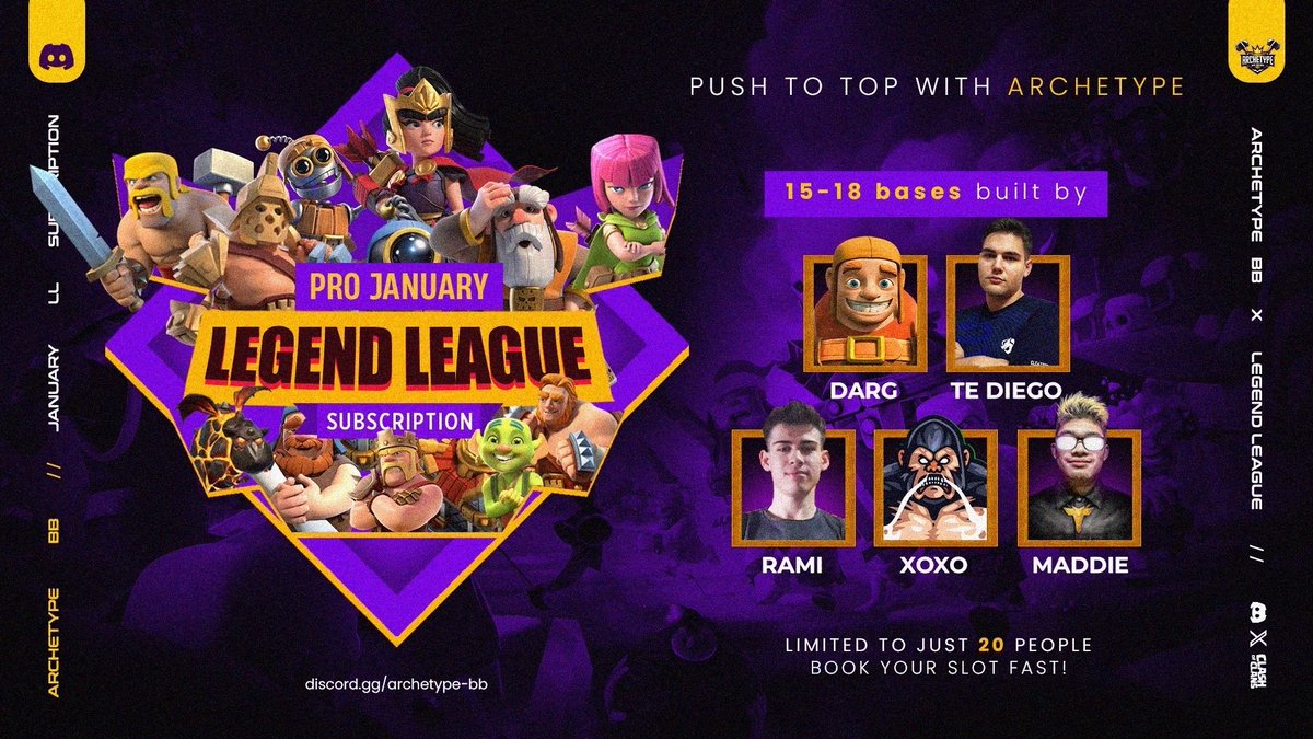 archetype_bb's tweet image. 🏆 LIMITED COMBO OFFER EXCLUSIVE DEAL 🏆

🛡️ CWL PREMIUM PACK + LEGEND LEAGUE SUBSCRIPTION 🛡️

15x CWL bases + 14-18 LL bases for just 50$.

🚨 Limited to just 3 people 🚨

discord.gg/archetype-base…