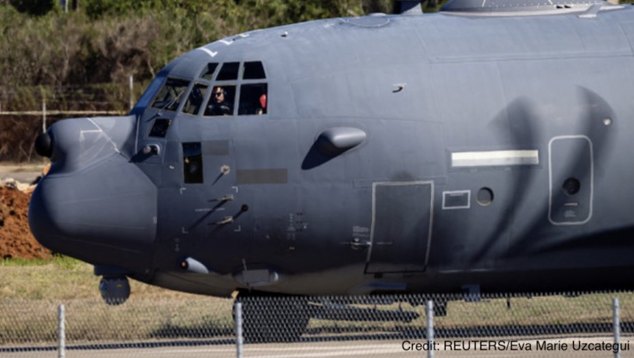 LatAmMilMVMTs's tweet image. Recent images from Reuters show that at least five of the ten MC-130Js deployed to Puerto Rico are in full CR-2 configuration.

Capability Release 2 (CR-2) includes:
- AN/APQ-187 Silent Knight Radar
- Honeywell JetWave SATCOM
- AN/ALQ-251 Radio Frequency Countermeasures (RFCM)