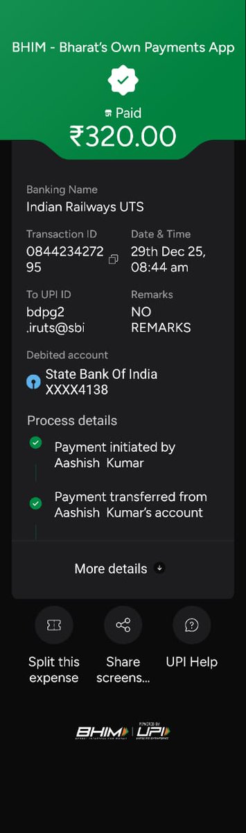 aashishrohtas's tweet photo. Today I booked a UTS Ticket from UTS app, but the amount is debited but the Ticket is not booked, that's why I booked a new Ticket.
Please @RailMinIndia @AshwiniVaishnaw @RailwaySeva @WesternRly refund the amount as soon as possible 🙏 😢 
Here are the screenshot https://t.co/YopsNHbH34
