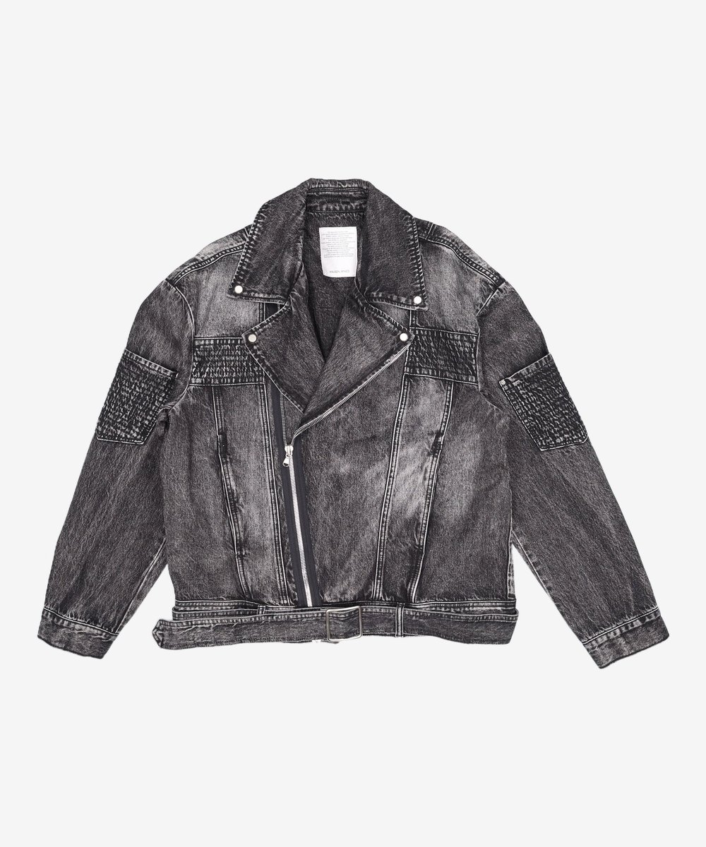junhanfits's tweet image. MAISON MINED Sensual Denim Rider Jacket in Black