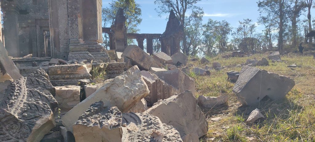 jacobincambodia's tweet photo. Additional photos show the destruction of Cambodia’s Preah Vihear Temple caused by Thai shelling. https://t.co/I6DCVQn6n0