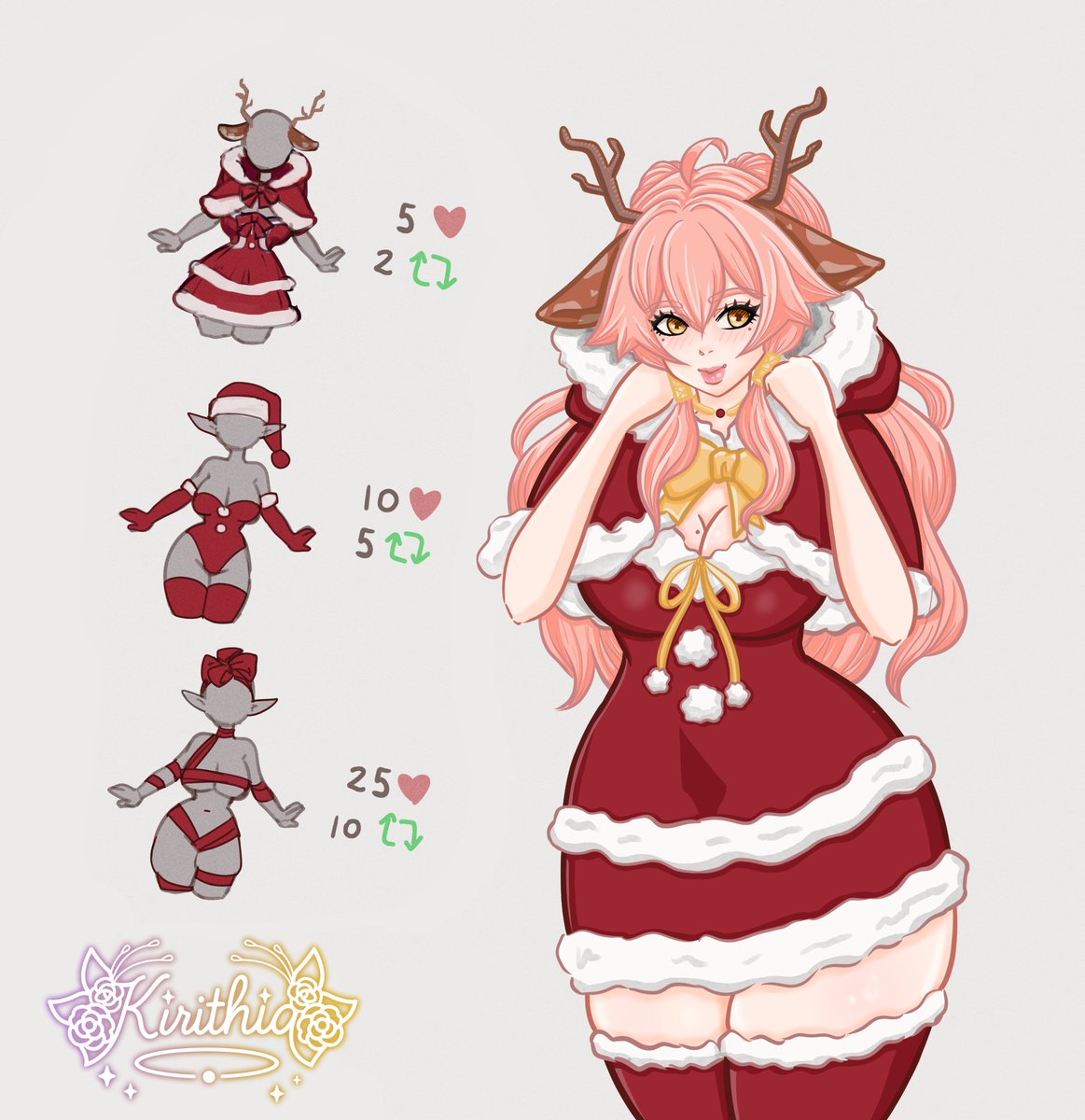 Here's the first outfit! Sorry I took so long!! Now to try and get the elf body suit one started!! Wish me luck~ 
#HolidayOutfits #Vtubers