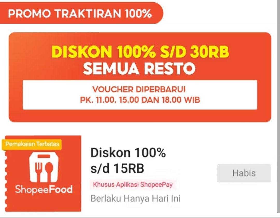 racunns's tweet photo. ShopeeFood Diskon 100% s/d 15RB
⏰11:00 

Klaim disini, pakai di Apps ShopeePay
⛓️‍💥 https://t.co/PD1rTCU2mM https://t.co/bHxmhhbbBL